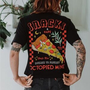 Octopied Mind Snacks and Naps 100% cotton t-shirt | medium